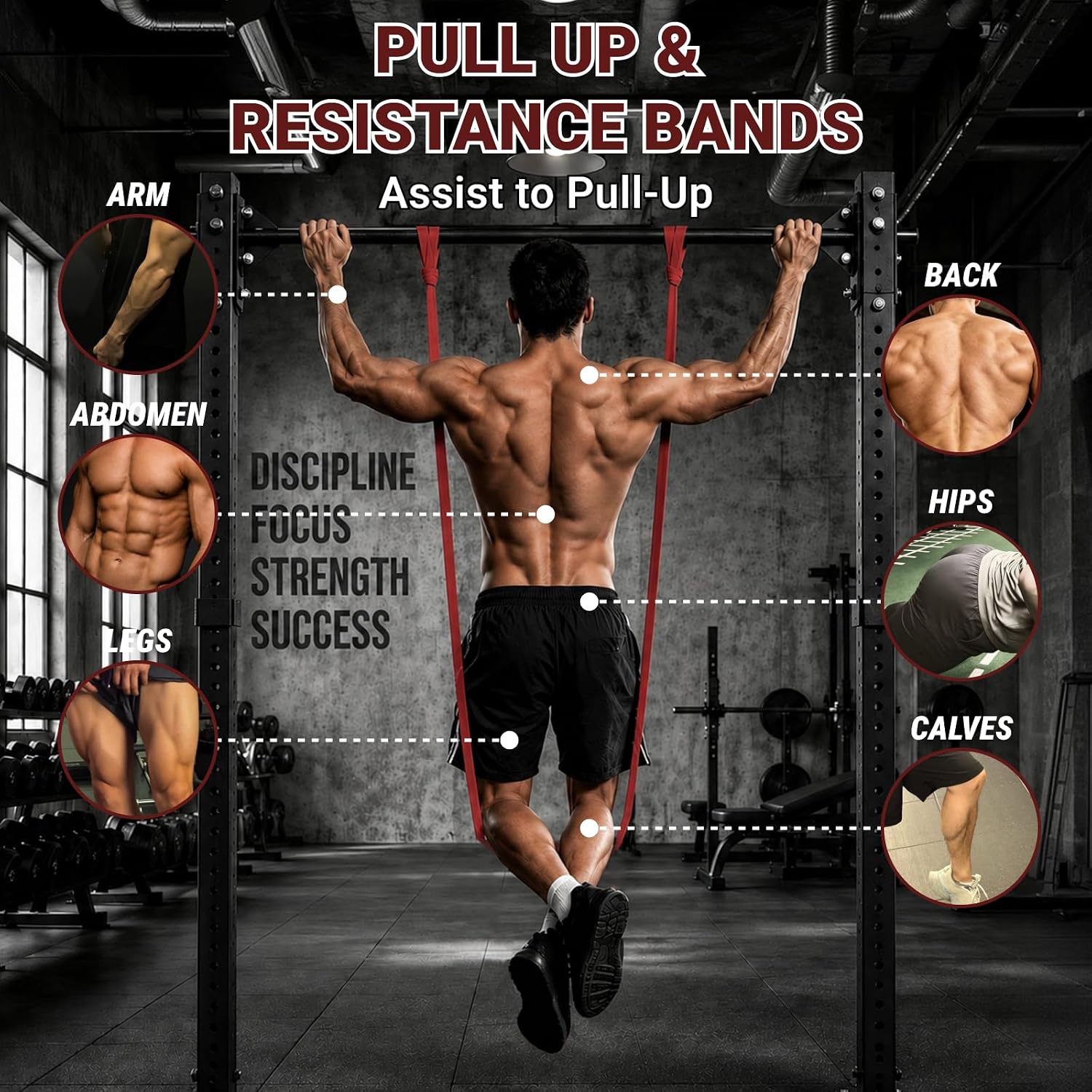 Natural Rubber Loop Resistance Bands, 5-Level Set - Image 7