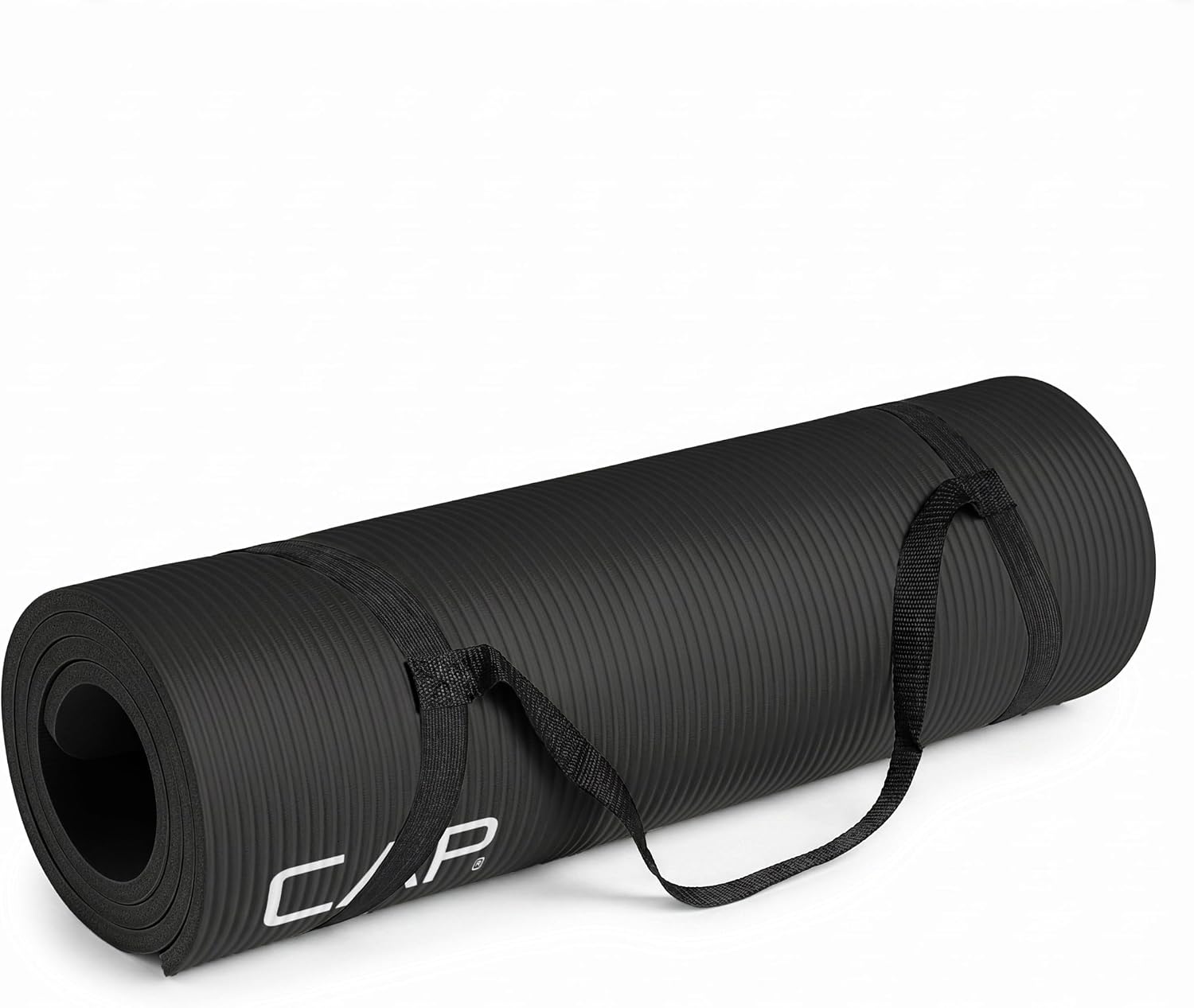 Purple High Density Exercise Yoga Mat with Carry Strap - Image 9