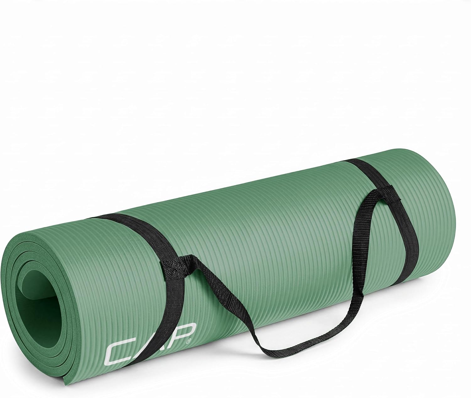Purple High Density Exercise Yoga Mat with Carry Strap - Image 11