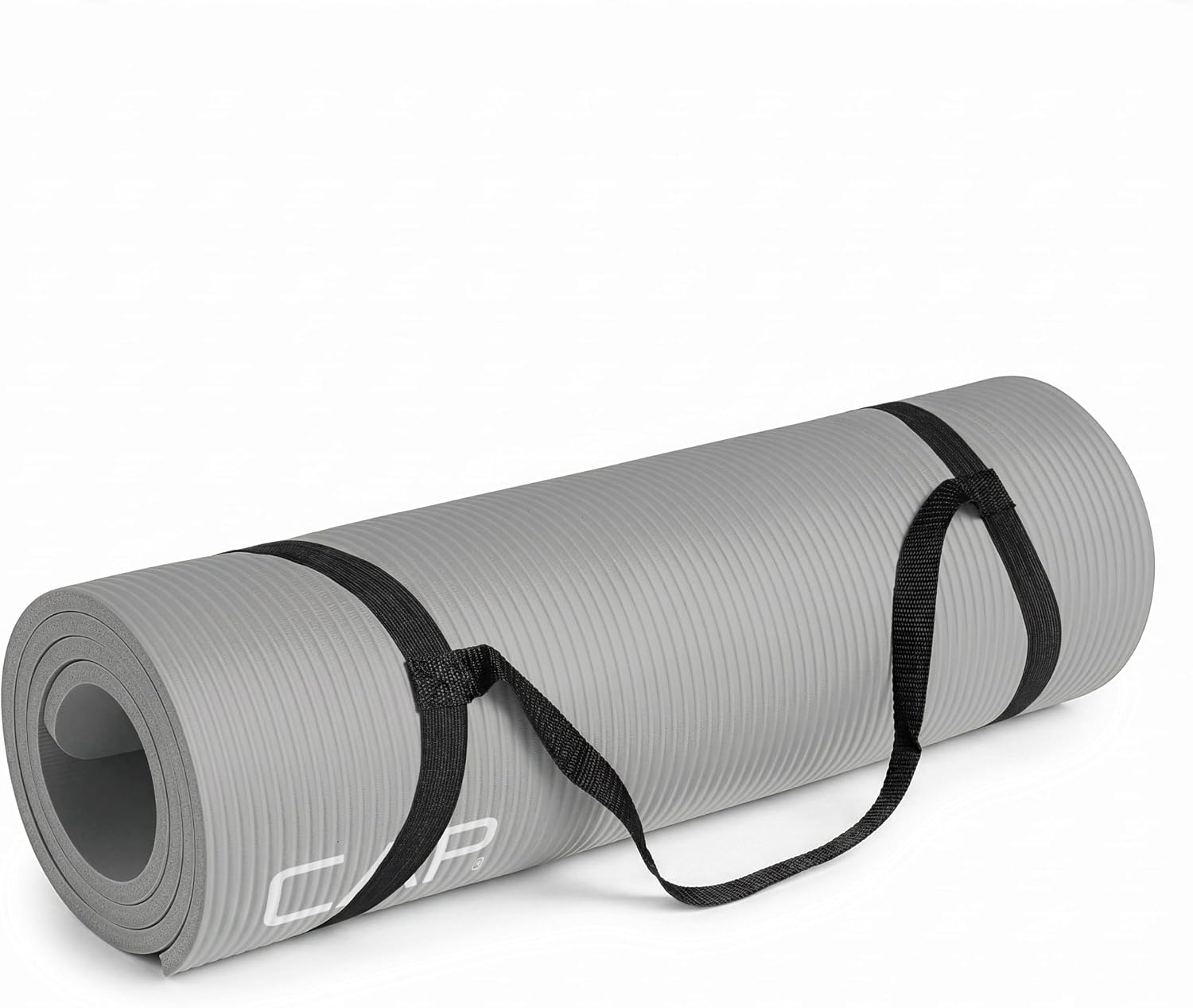 Purple High Density Exercise Yoga Mat with Carry Strap - Image 12