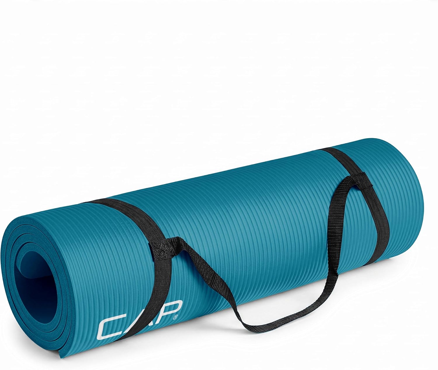 Purple High Density Exercise Yoga Mat with Carry Strap - Image 10