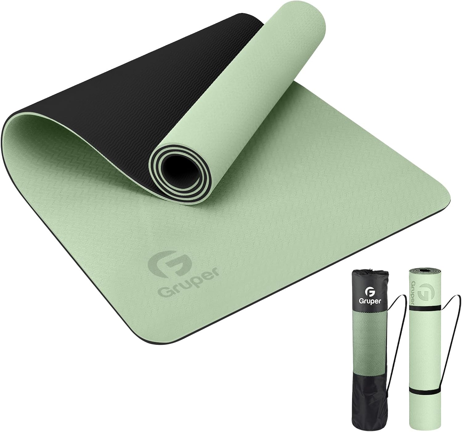 Dual-Color TPE Exercise Mat with Carrying Strap