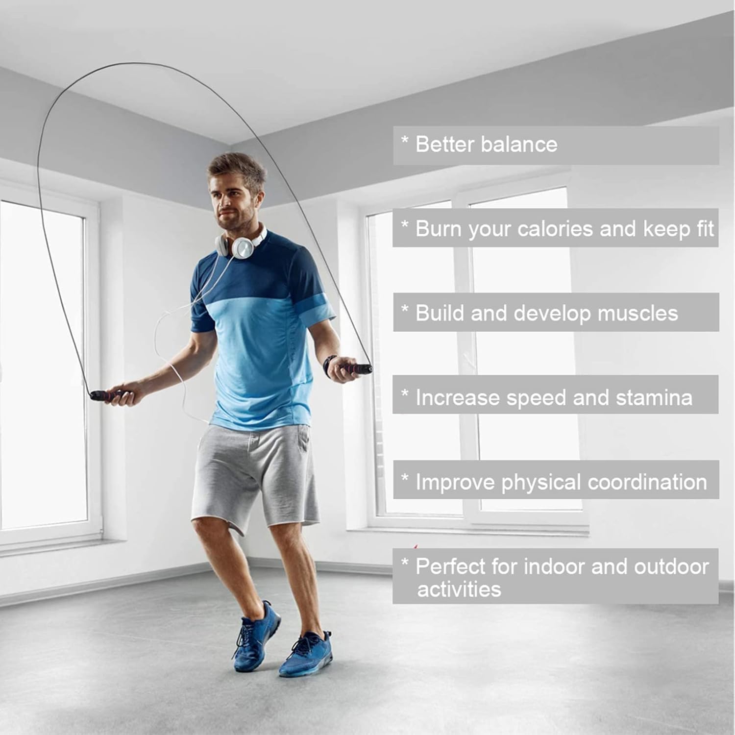 Adjustable PVC Jump Rope with Foam Handles for Fitness - Image 9