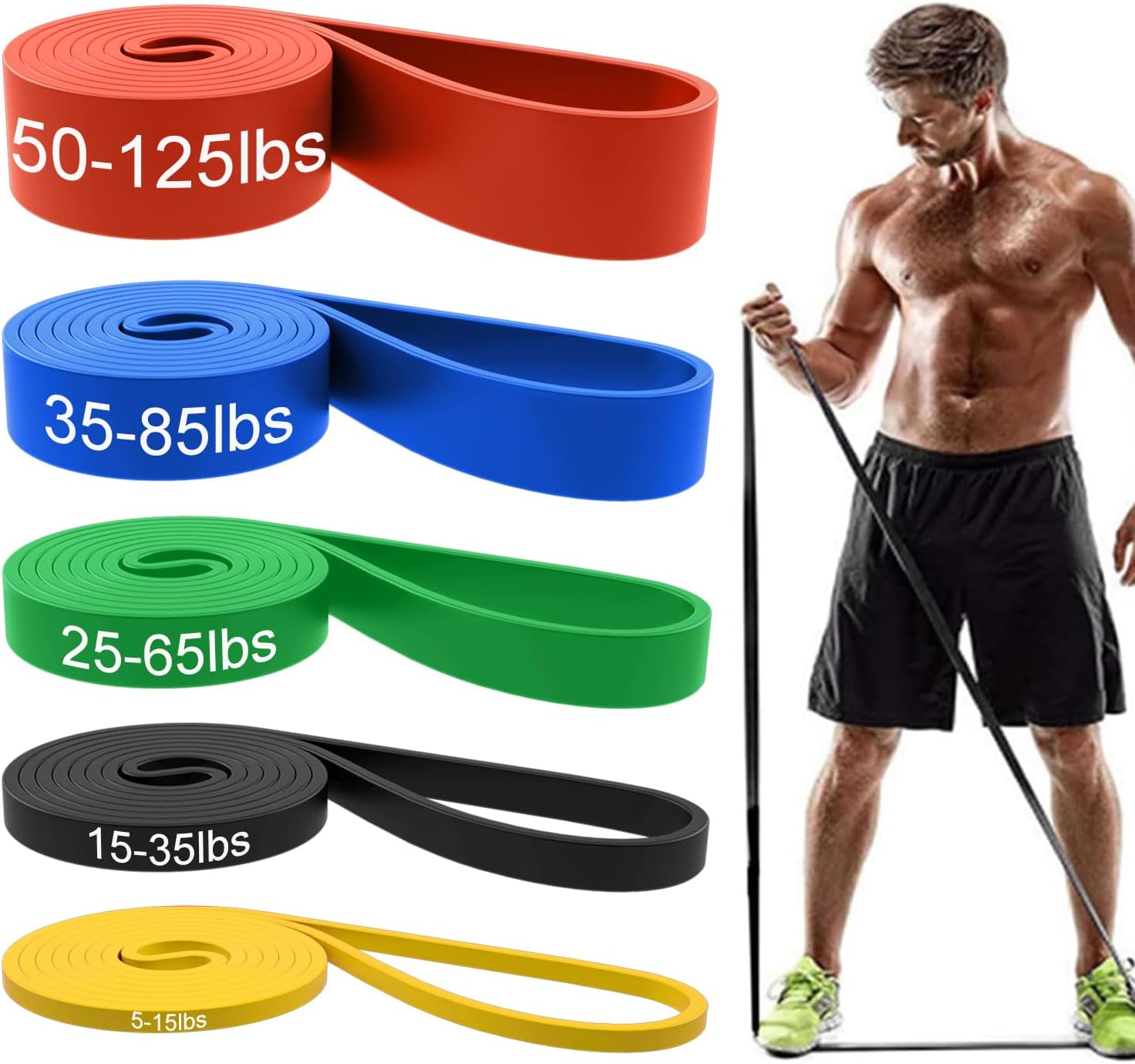 Natural Rubber Loop Resistance Bands Set, 5 Pieces - Image 17