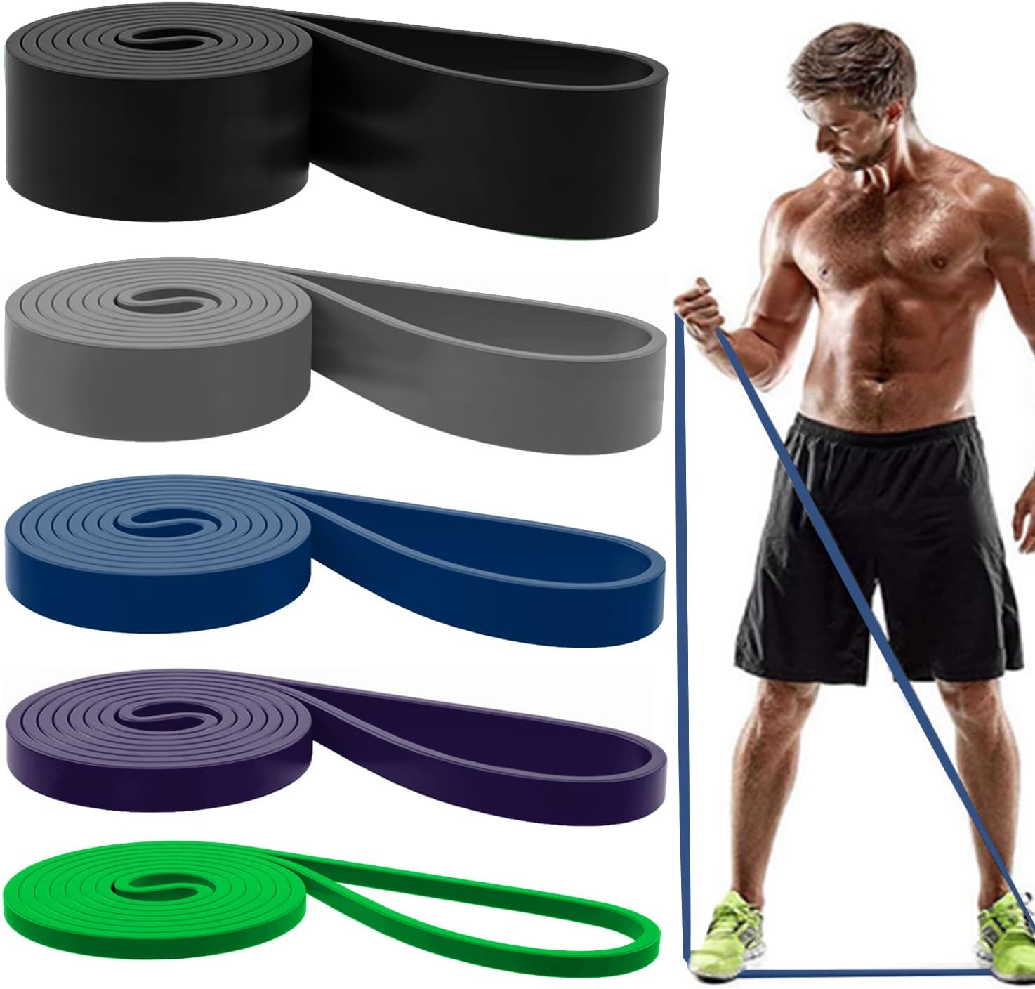 Natural Rubber Loop Resistance Bands Set, 5 Pieces - Image 12
