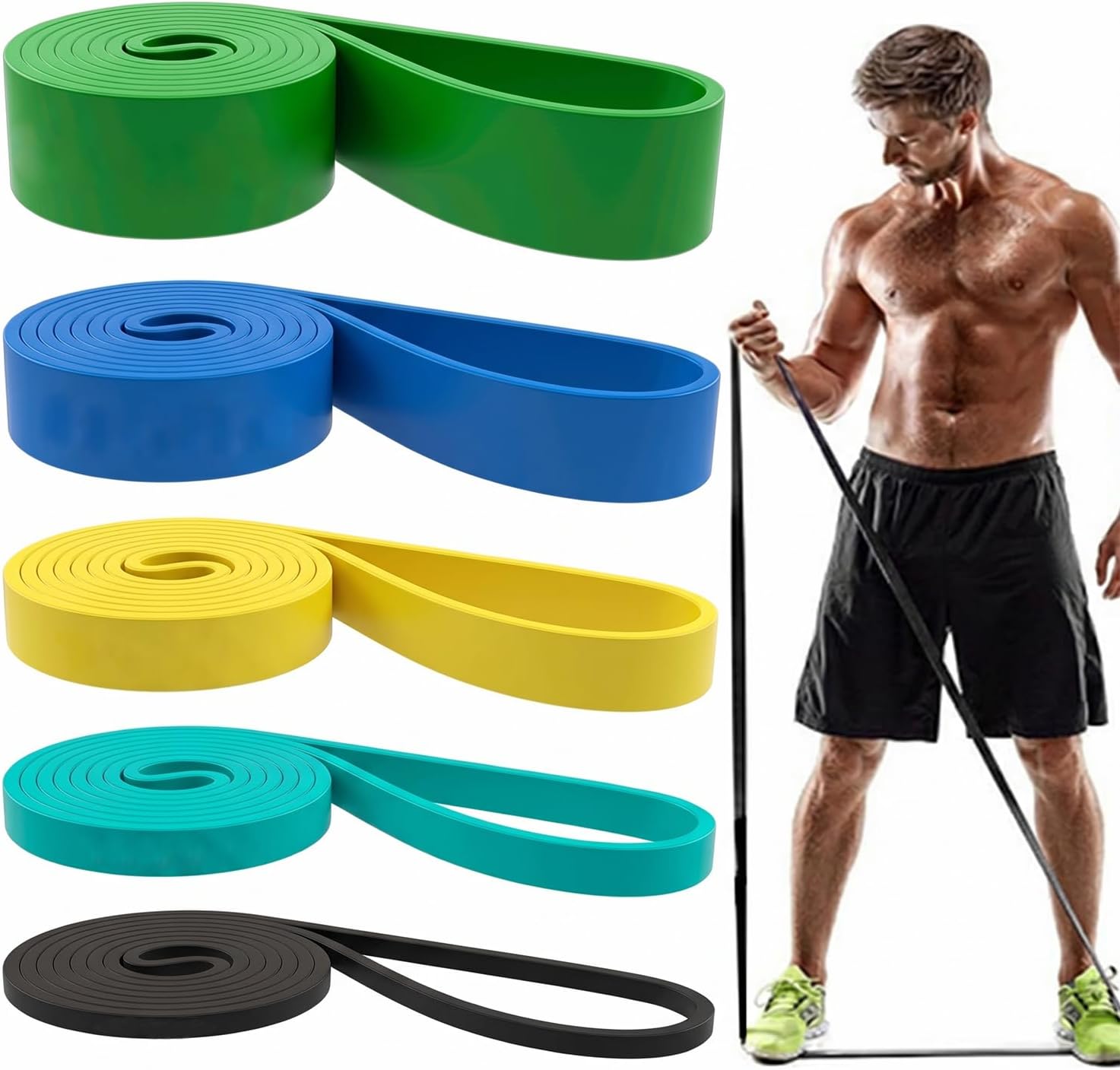 Natural Rubber Loop Resistance Bands Set, 5 Pieces - Image 9