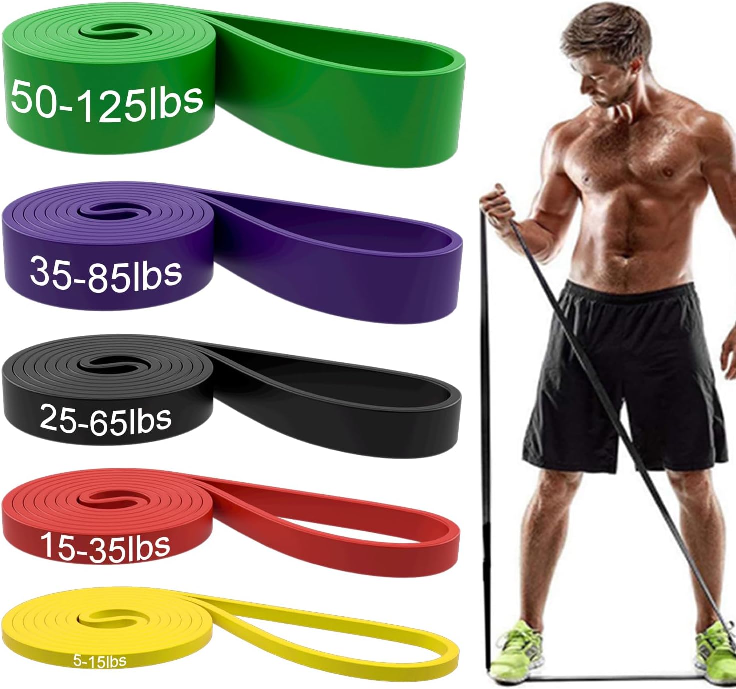 Natural Rubber Loop Resistance Bands Set, 5 Pieces - Image 14