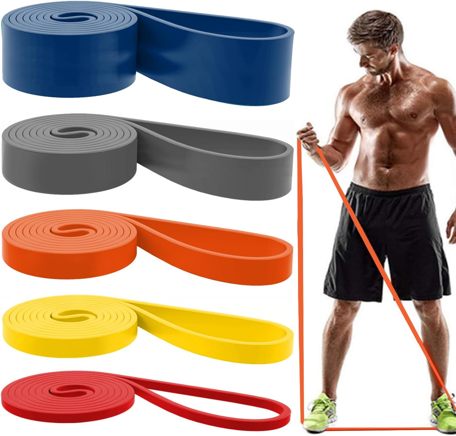 Natural Rubber Loop Resistance Bands Set, 5 Pieces - Image 18