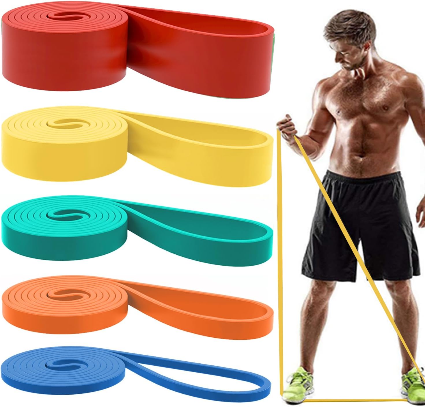 Natural Rubber Loop Resistance Bands Set, 5 Pieces - Image 16