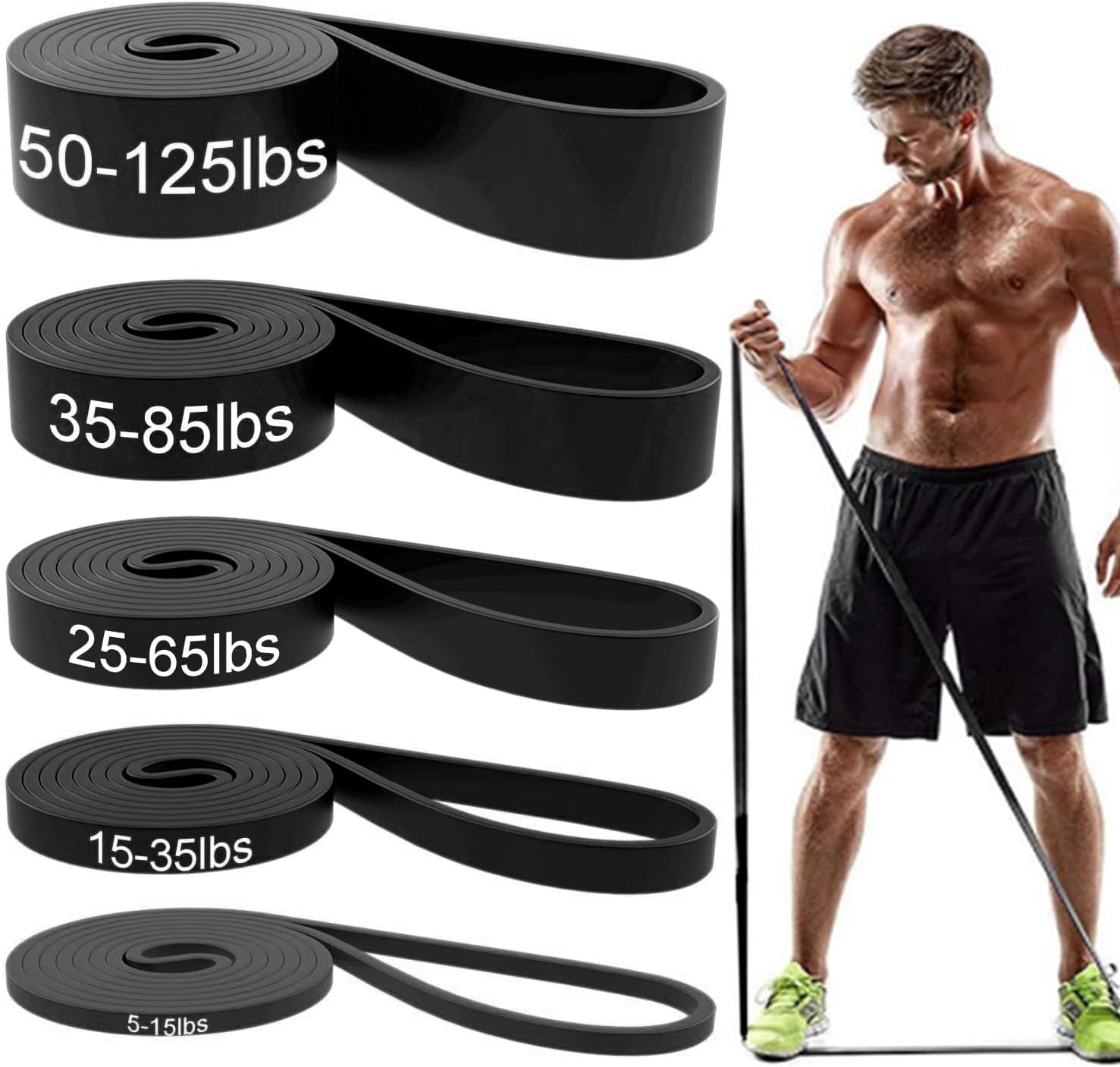 Natural Rubber Loop Resistance Bands Set, 5 Pieces - Image 15