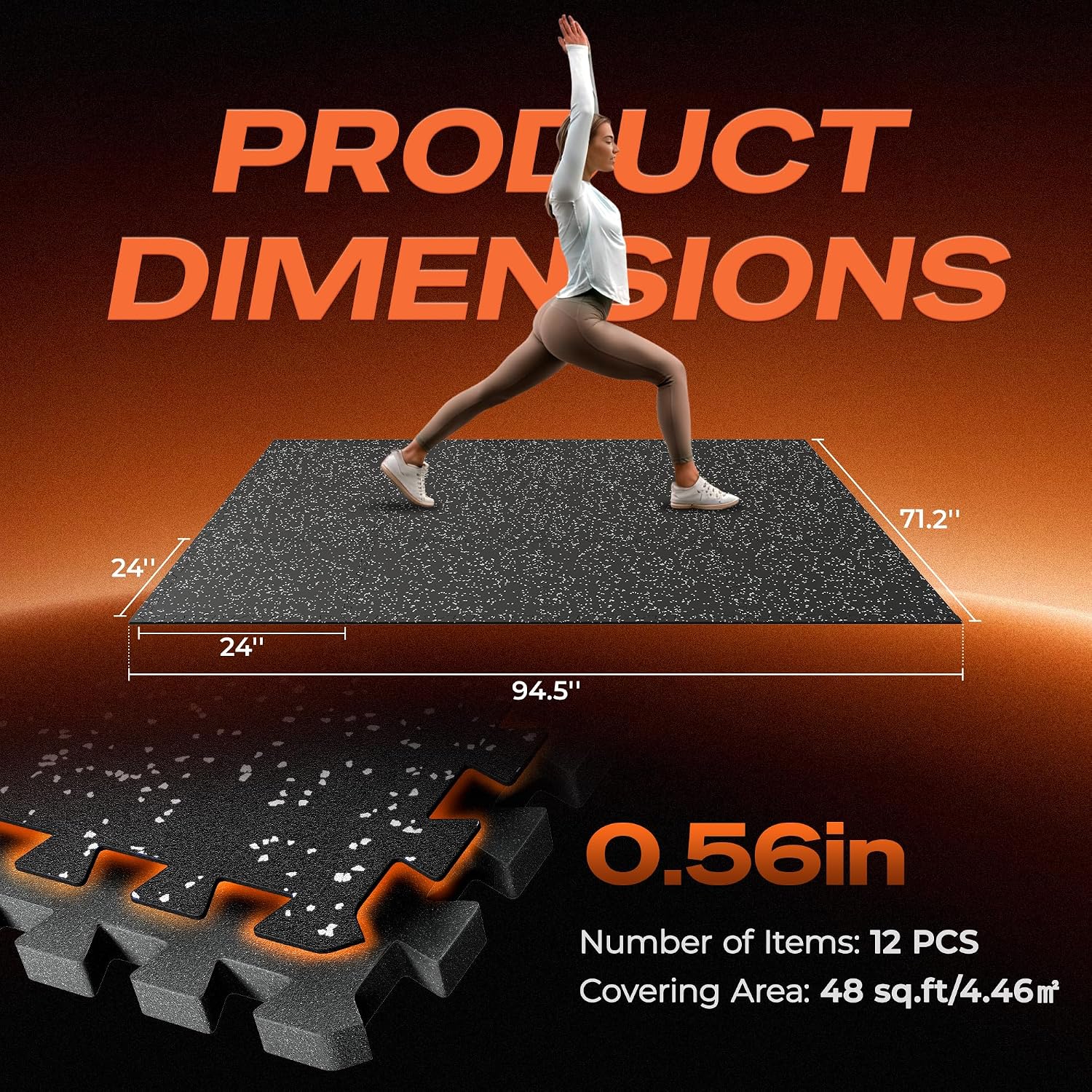 Rubber Top Interlocking Gym Flooring Tiles, 12 Pieces - Image 7