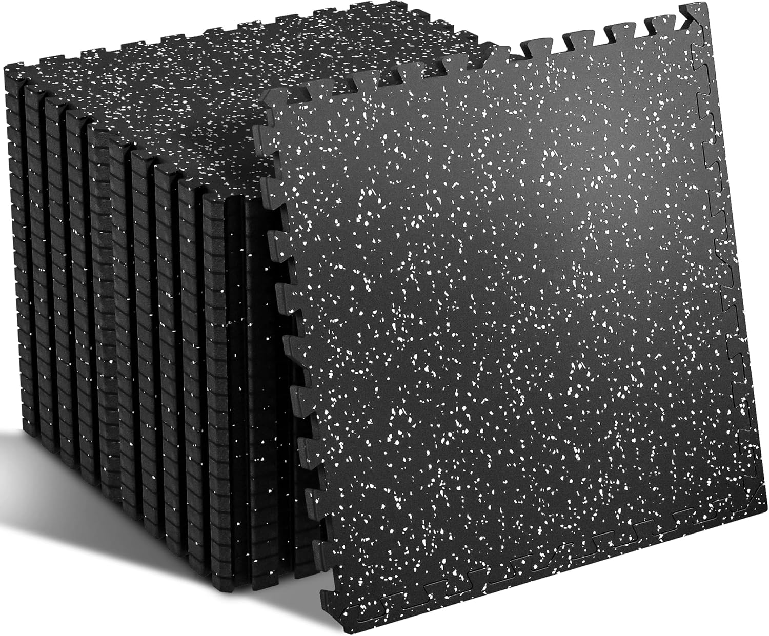 Rubber Top Interlocking Gym Flooring Tiles, 12 Pieces