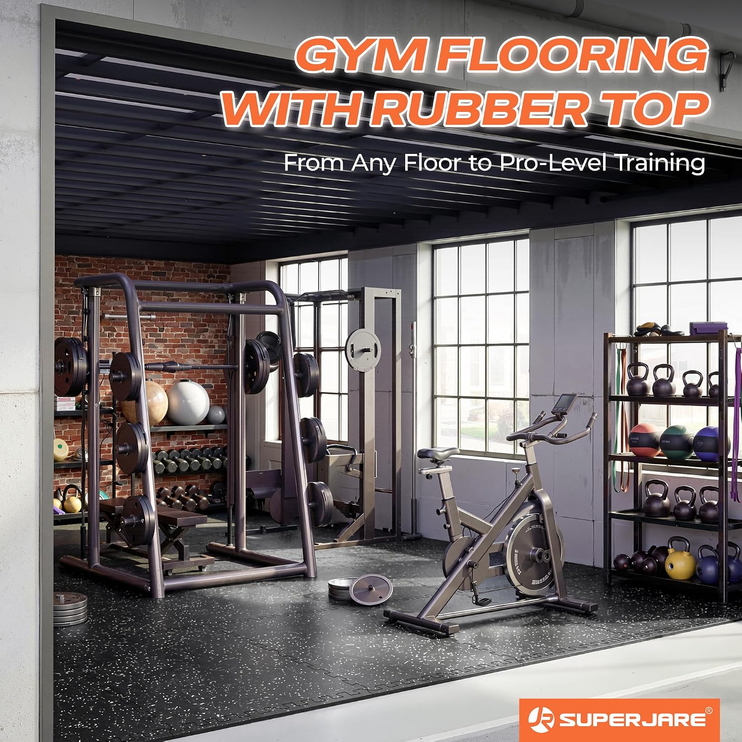 Rubber Top Interlocking Gym Flooring Tiles, 12 Pieces - Image 8