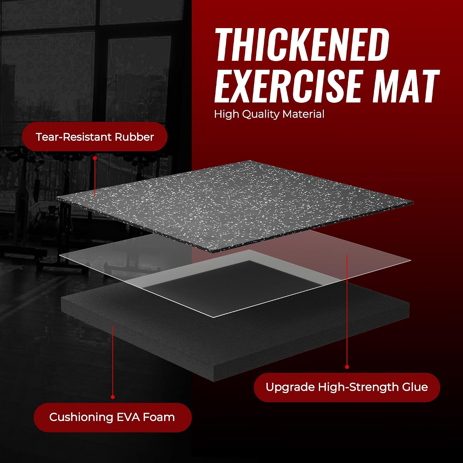 Extra-Thick Interlocking Rubber Top Gym Floor Tiles, 12 Pcs - Image 8