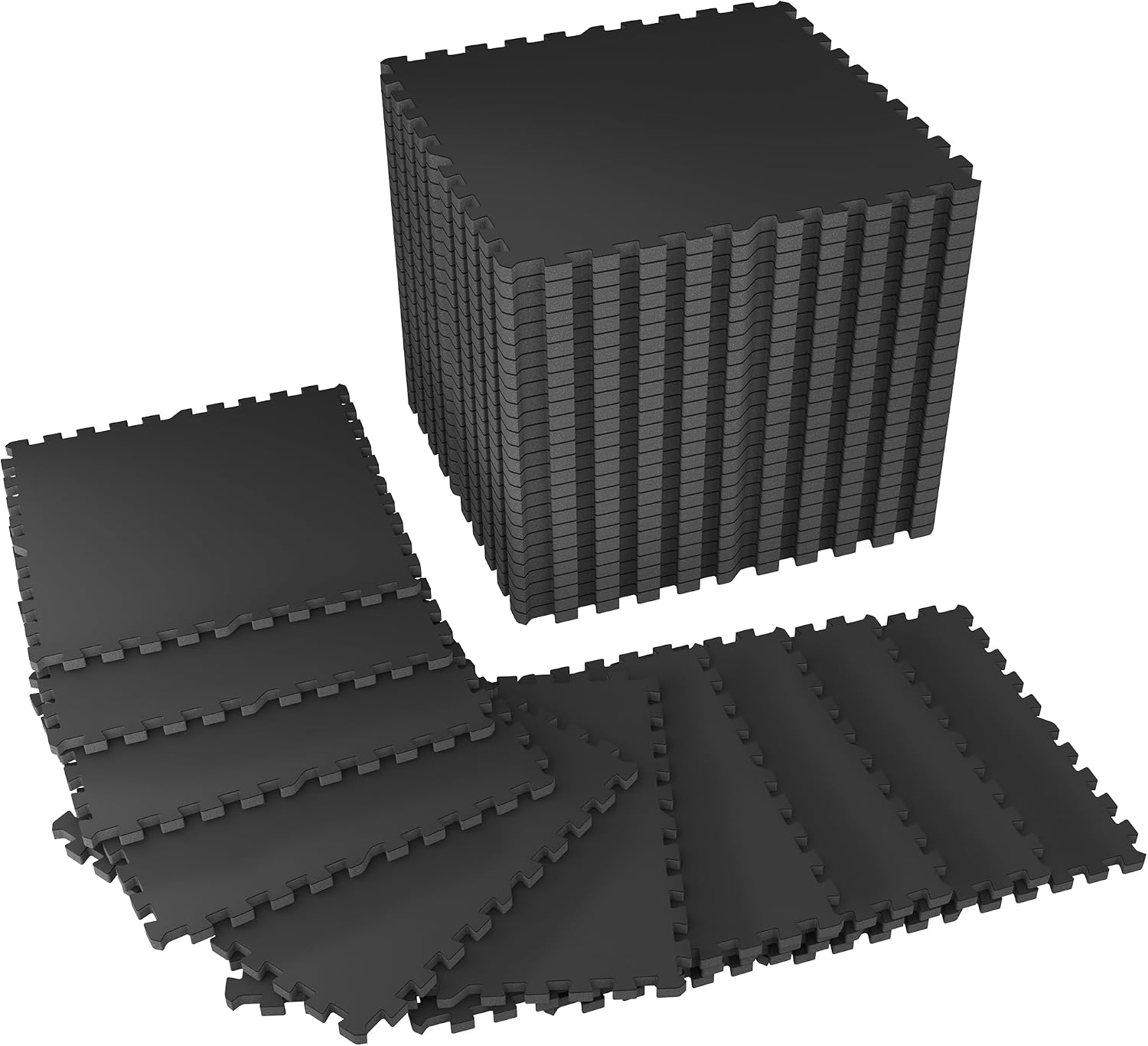 Interlocking Rubber Top Exercise Mat Tiles, 12 Pcs, Black Blue - Image 13