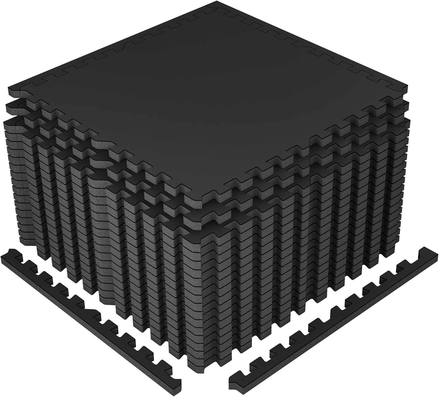 Interlocking Rubber Top Exercise Mat Tiles, 12 Pcs, Black Blue - Image 10