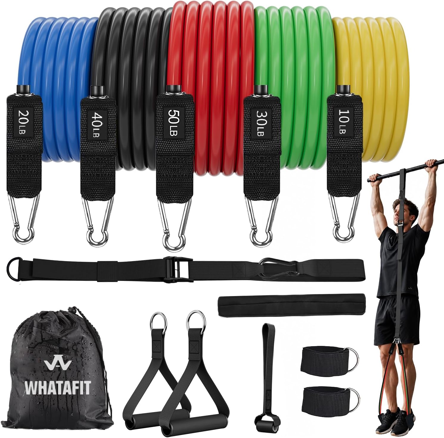 Natural Latex Resistance Bands Set with Handles and Anchor - Image 25