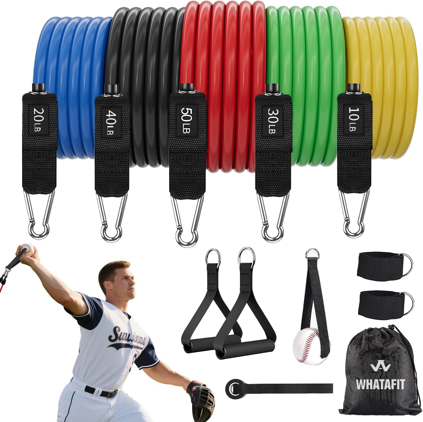 Natural Latex Resistance Bands Set with Handles and Anchor - Image 11